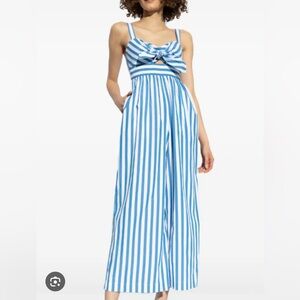 Blue and White Summer Stripe Jumpsuit by Kate Spade New York Size Medium